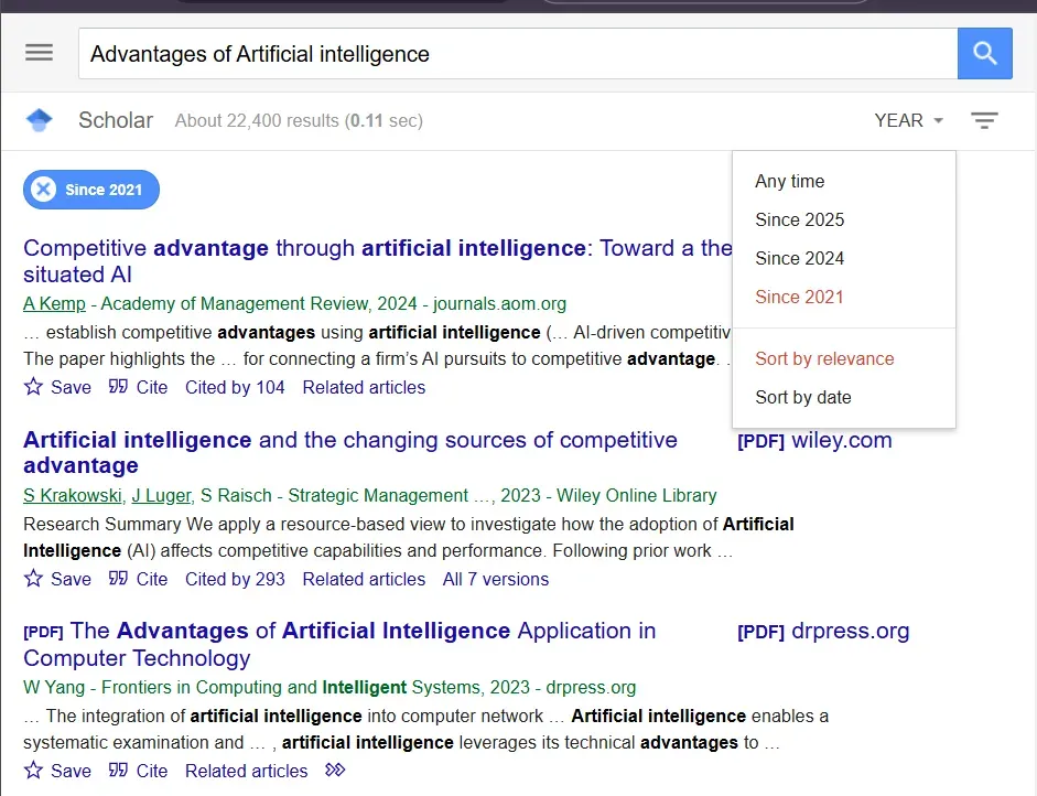 Writer searching JSTOR and Google Scholar for credible sources.